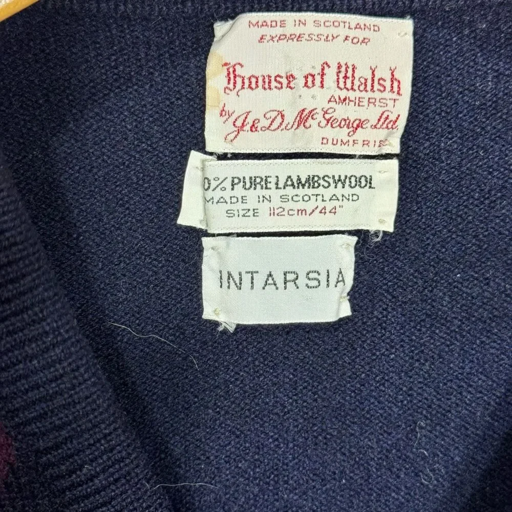 * House of Walsh VTG 1960s Men’s Golf Argyle Sweater Preppy Old Money 44 XL